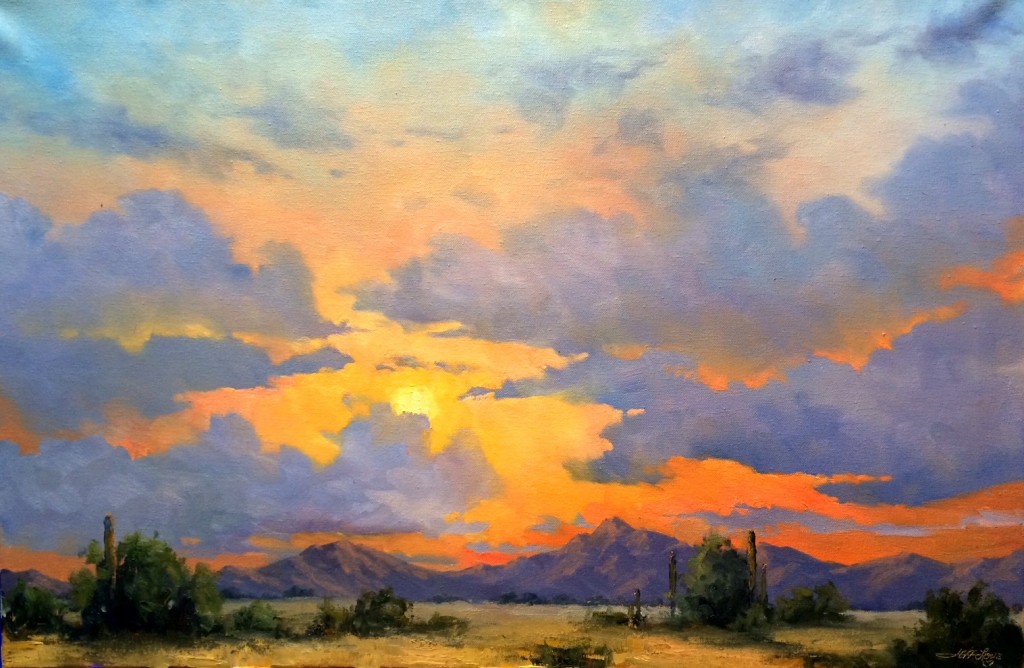 1024x668 Fresh Off The Easel Searing Sky - Desert Sky Painting