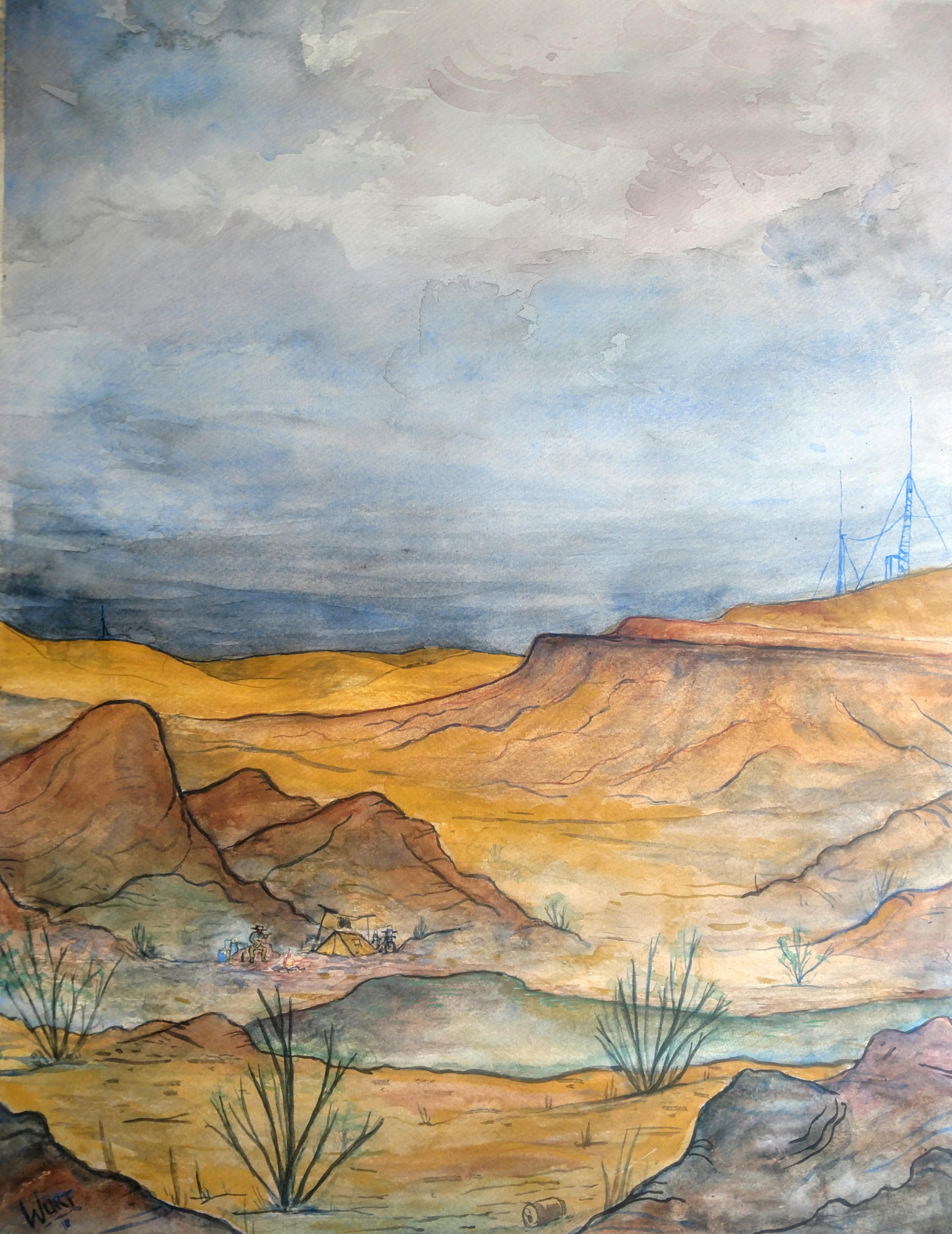 3825x4957 Heavy Desert Sky. Gouache And Watercolor, 20. Painting - Desert Sky Painting