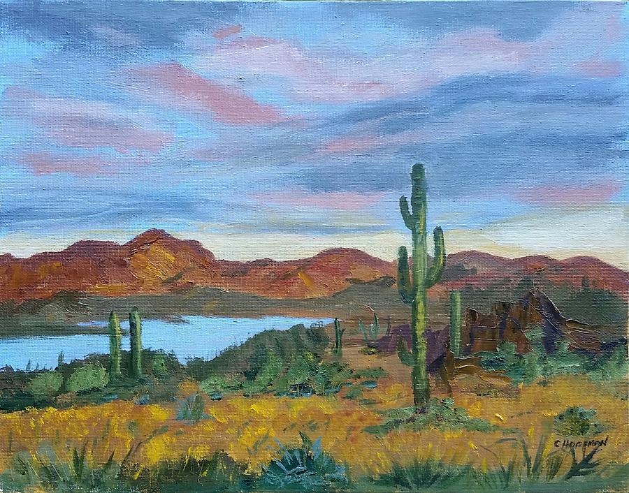 900x706 Stormy Desert Sky Painting By Carolyn Hoffman - Desert Sky Painting