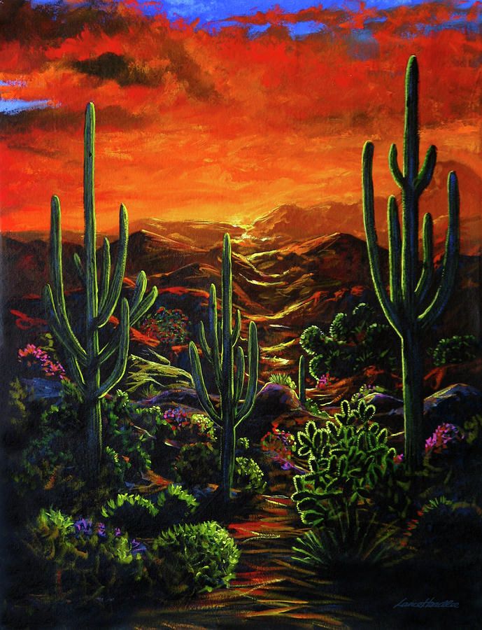 689x900 It Is Only The Story That Saves Our Progeny From Blundering - Desert Sunset Painting