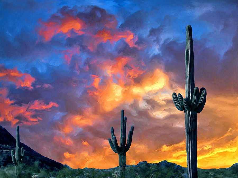 900x675 Arizona Desert Sunset Painting - Desert Sunset Painting