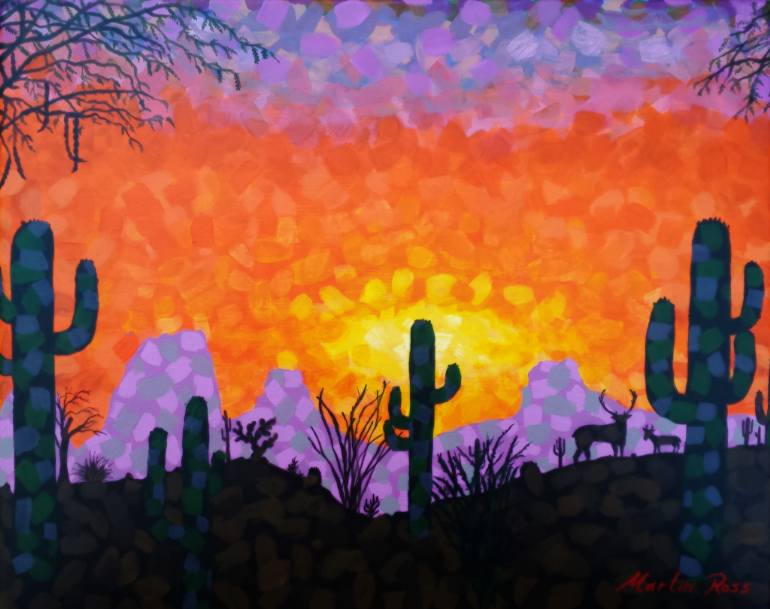 770x609 Saatchi Art Sonoran Desert Sunset Painting By Martin Ross - Desert Sunset Painting