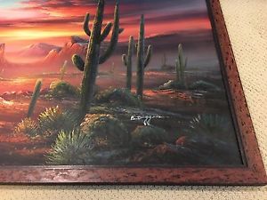 300x225 Signed B. Duggan Original Oil Painting Large 48 X 36 Desert - Desert Sunset Painting