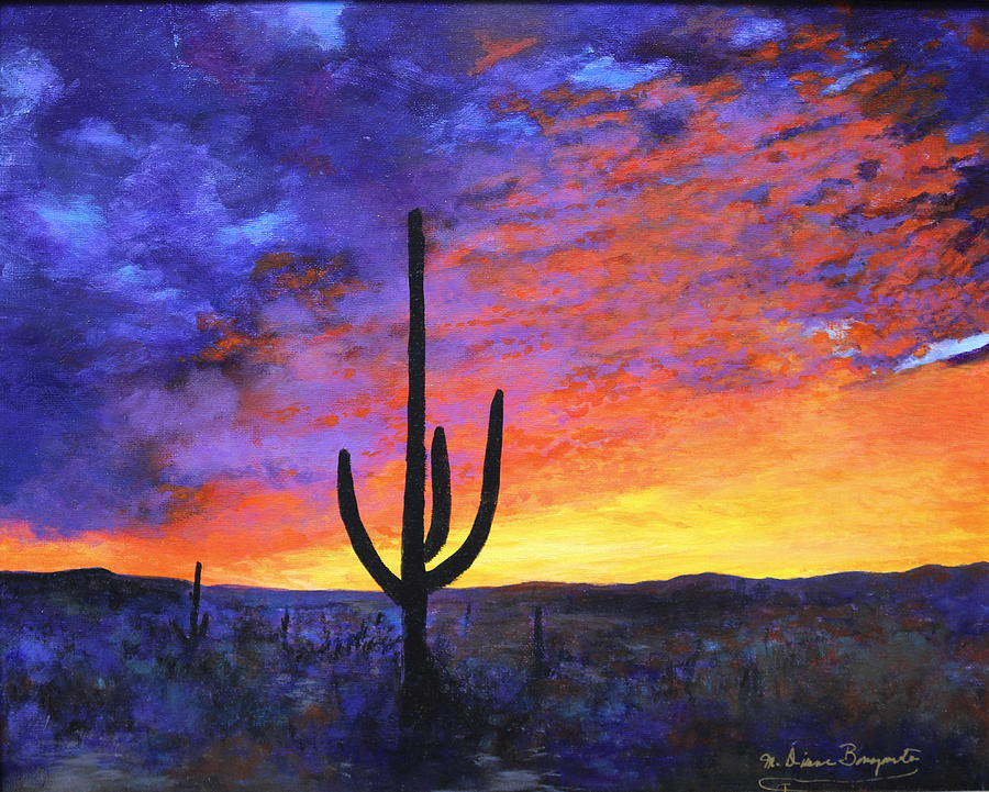 900x721 Desert Sunset 4 Painting By M Diane Bonaparte - Desert Sunset Painting