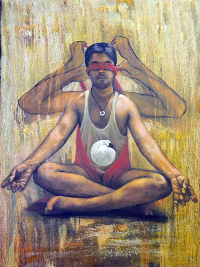 690x923 Focus On Desire By Artist Kunal Jain Expressionism, Painting - Desire Painting