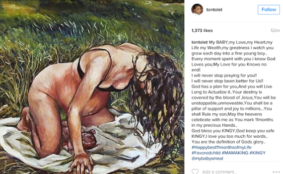 570x350 Tonto Dikeh Expresses Her Undying Love For Her 11 Month Old Child - Destiny Painting Of Jesus