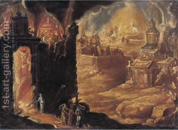 600x437 The Destruction Of Sodom And Gomorrah With Lot And His Daughters - Destruction Of Sodom And Gomorrah Painting