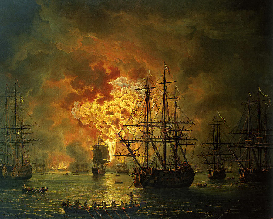 900x721 The Destruction Of The Turkish Fleet At The Bay Of Chesma Painting - Destruction Painting