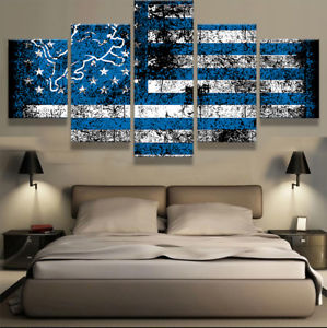 299x300 Detroit Lions Flag Logo Sports Canvas Home Prints Painting Picture - Detroit Lions Painting