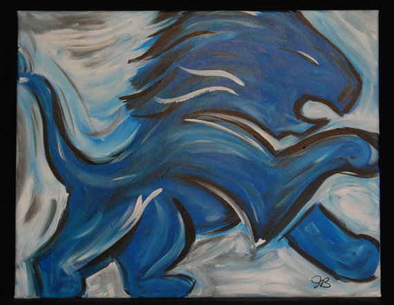570x442 Detroit Lions Logo Abstract Painting - Detroit Lions Painting