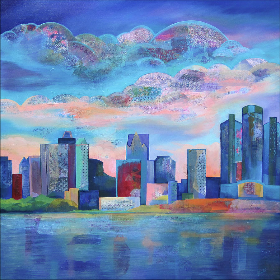 900x900 Say Nice Things About Detroit Painting By Shadia Derbyshire - Detroit Painting
