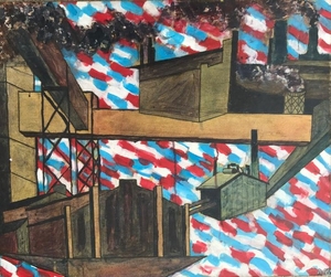 300x251 Urban Industrial Detroit Painting, A. Buzzalini Lot Art - Detroit Painting