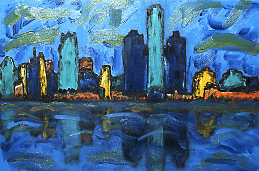 900x593 Detroit Has A Skyline Painting By Sj Fleck - Detroit Painting