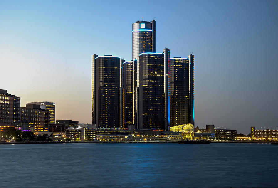 900x610 Detroit Skyline 4 Photograph By Paul Cannon - Detroit Skyline Painting