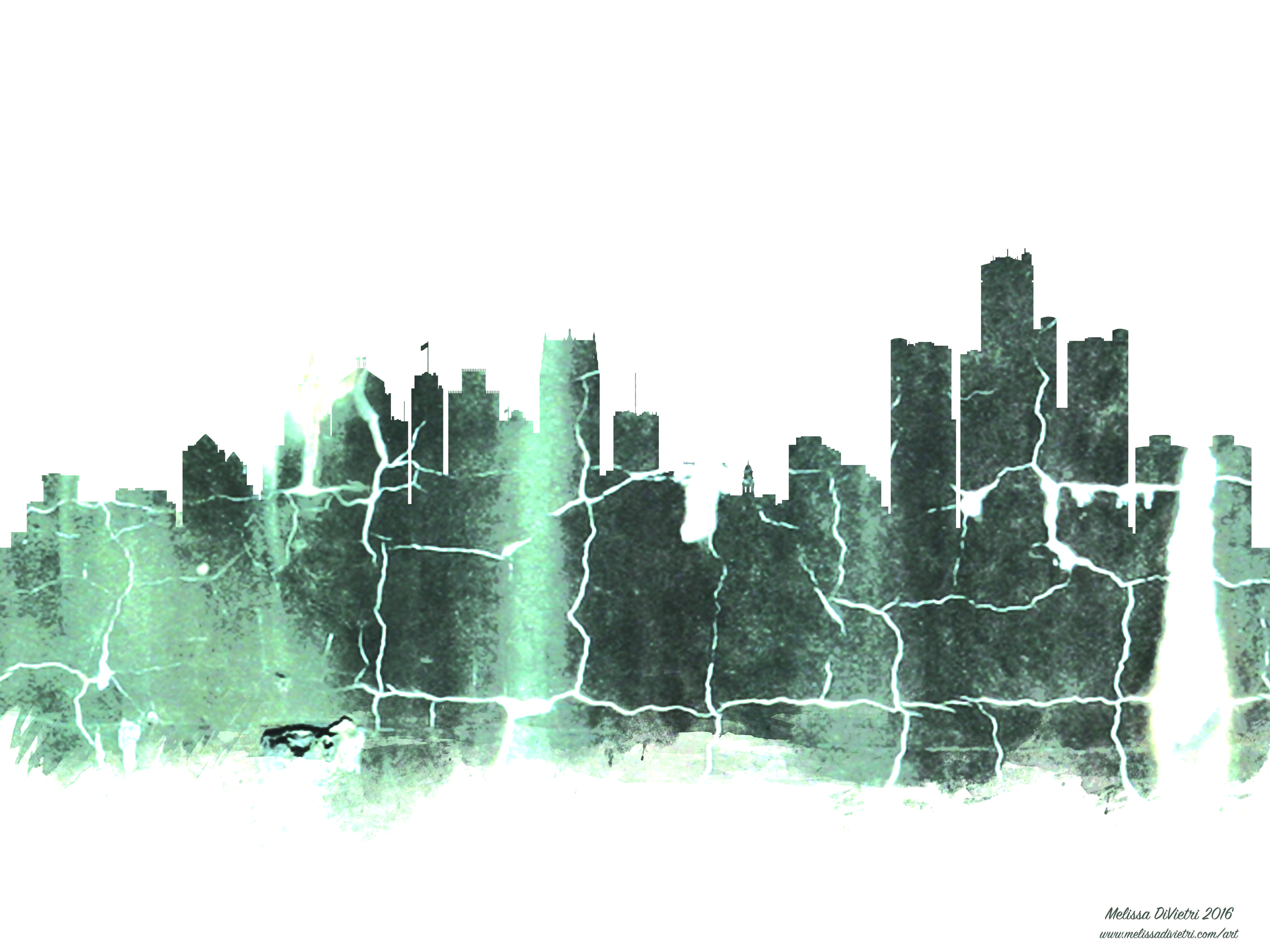 7200x5400 Detroit Skyline Abstract Art - Detroit Skyline Painting