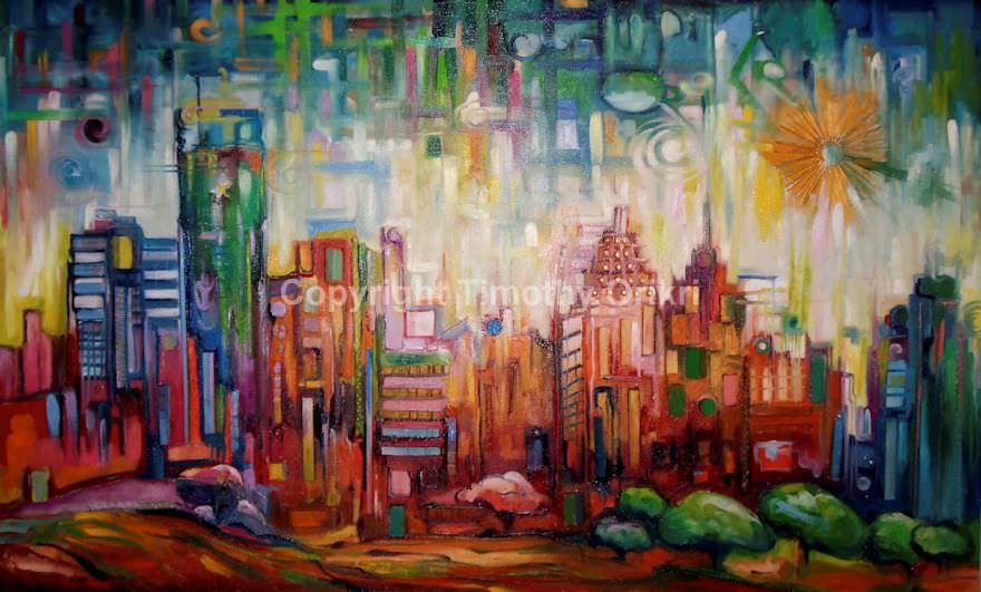 880x531 Cityscapes Amp Buildings Timothy Orikri - Detroit Skyline Painting
