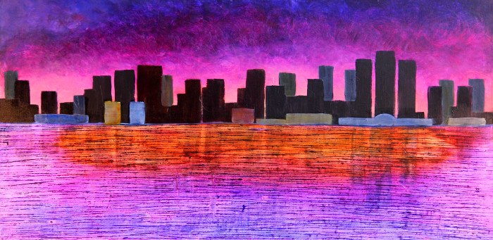 700x341 Close To Detroit 48x24 Detroit Skyline Art By Jasmin Langsch - Detroit Skyline Painting