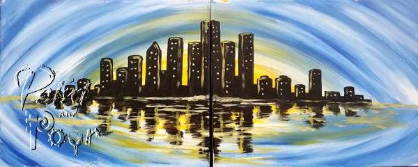 600x240 Couples Detroit Skyline Oct 20th 7 9 Pm - Detroit Skyline Painting