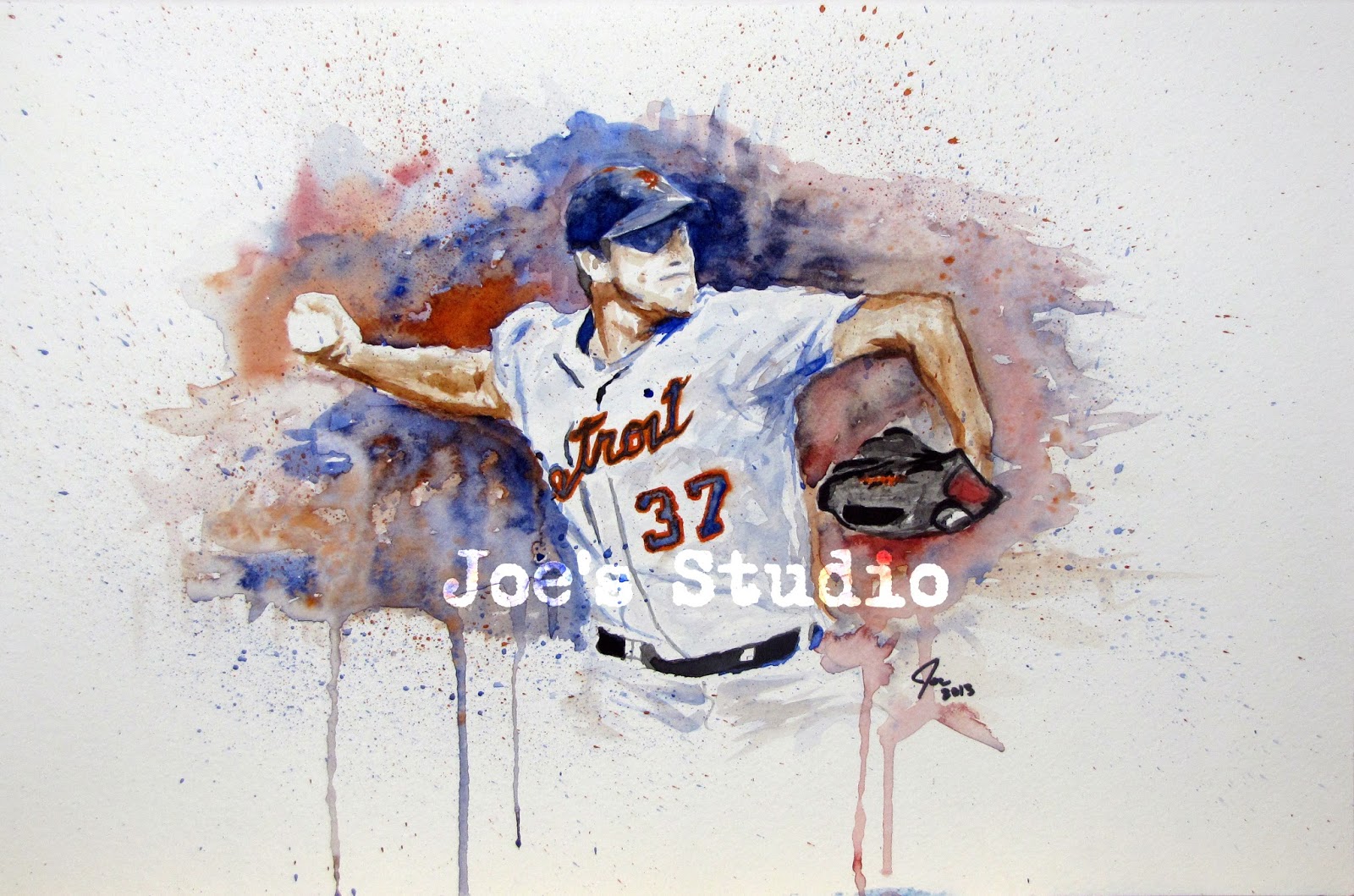 1600x1059 Joe's Studio Painting Of Max Scherzer Of The Detroit Tigers - Detroit Tigers Painting