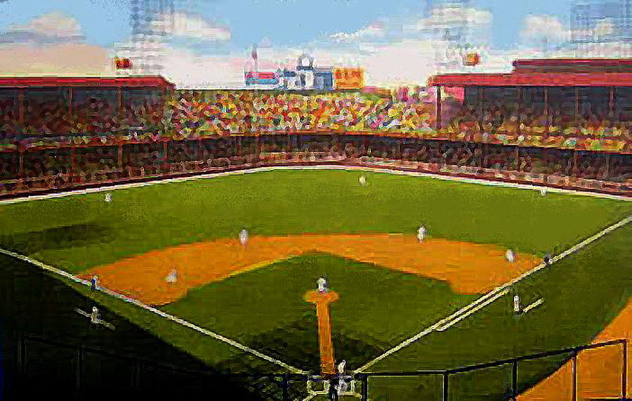 900x571 The Detroit Tigers Briggs Stadium Around 1940 Painting By Dwight Goss - Detroit Tigers Painting