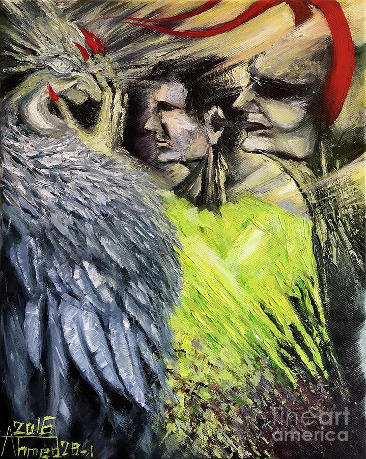 719x900 Devil Vs Angel Painting By Ahmed Al Saleh - Devil And Angel Painting