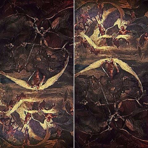 480x480 Cho Angel Vs Devil In Batman Vs Superman Devil - Devil And Angel Painting