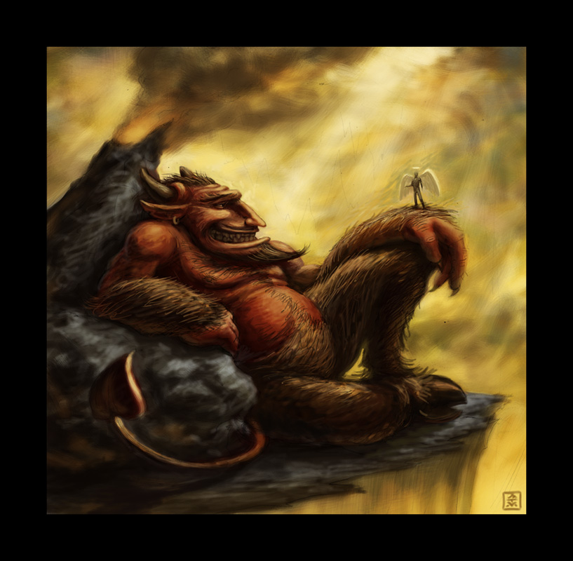 817x800 The Devil And The Angel By Vegasmike - Devil And Angel Painting