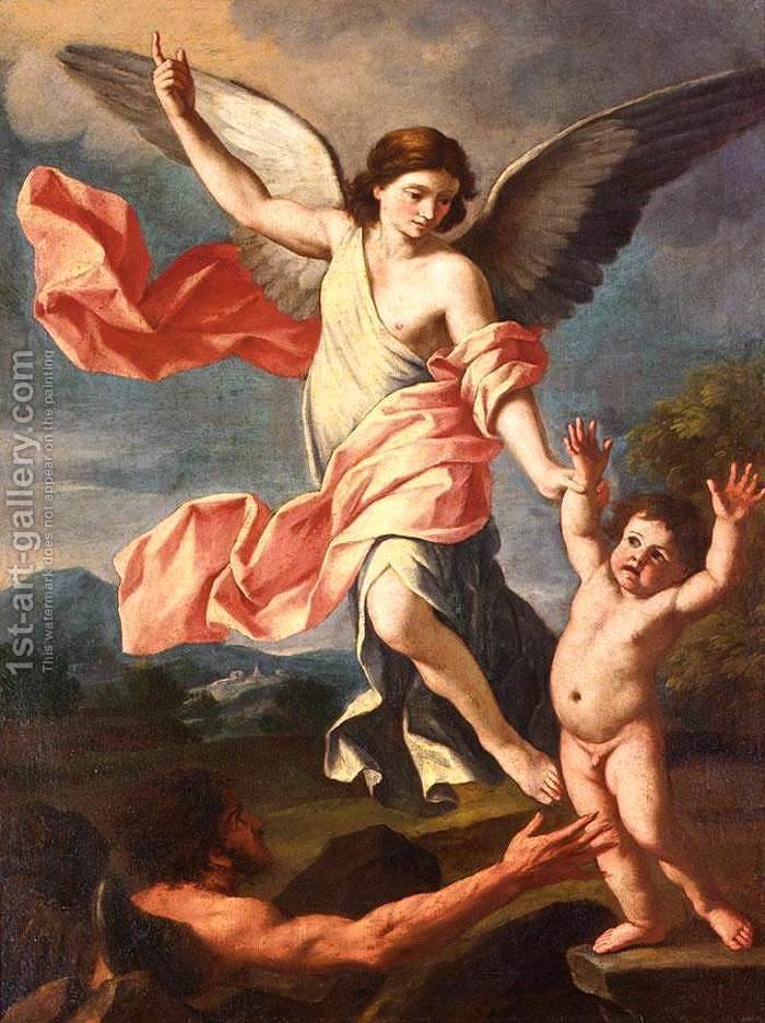700x936 An Angel And A Devil Fighting For The Soul Of A Child Giacinto - Devil And Angel Painting