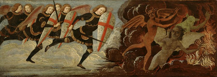 900x322 St. Michael And The Angels At War With The Devil Painting By - Devil Painting