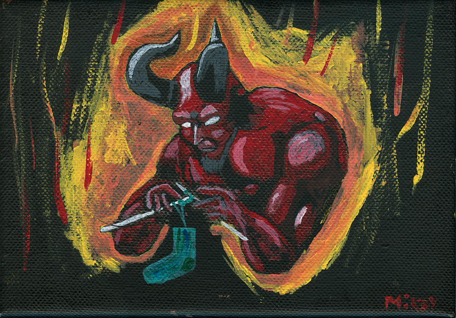 900x628 The Devil's Day Of Down Time Painting By Mikey Milliken - Devil Painting