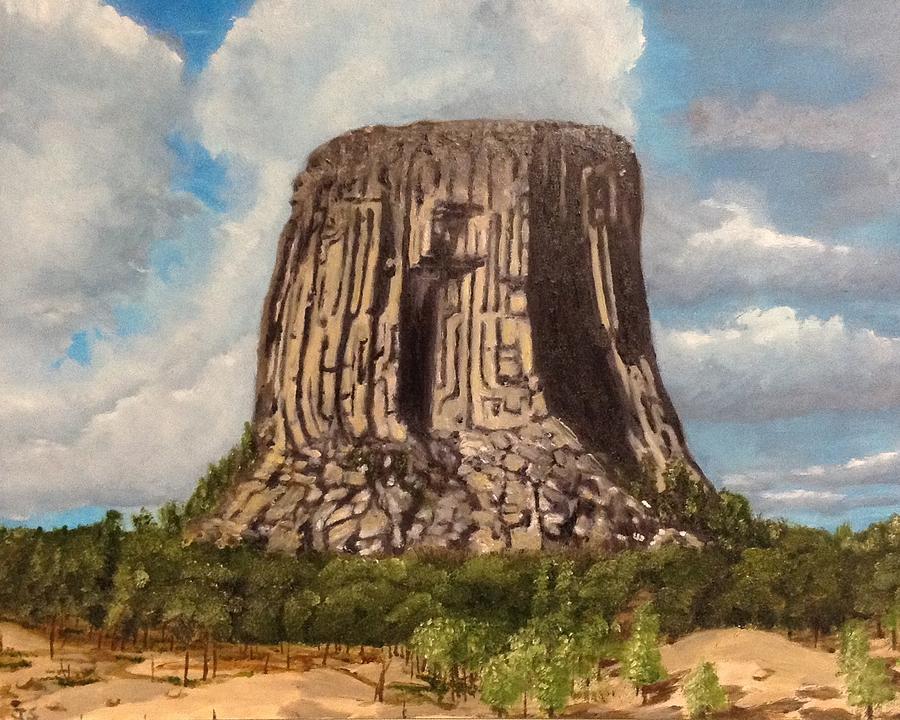 900x720 Devils Tower Painting By Justin Simmons - Devils Tower Painting
