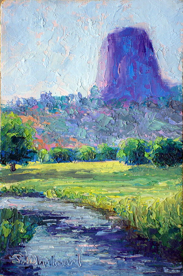 597x900 Devils Tower Painting By Susan Woodward - Devils Tower Painting