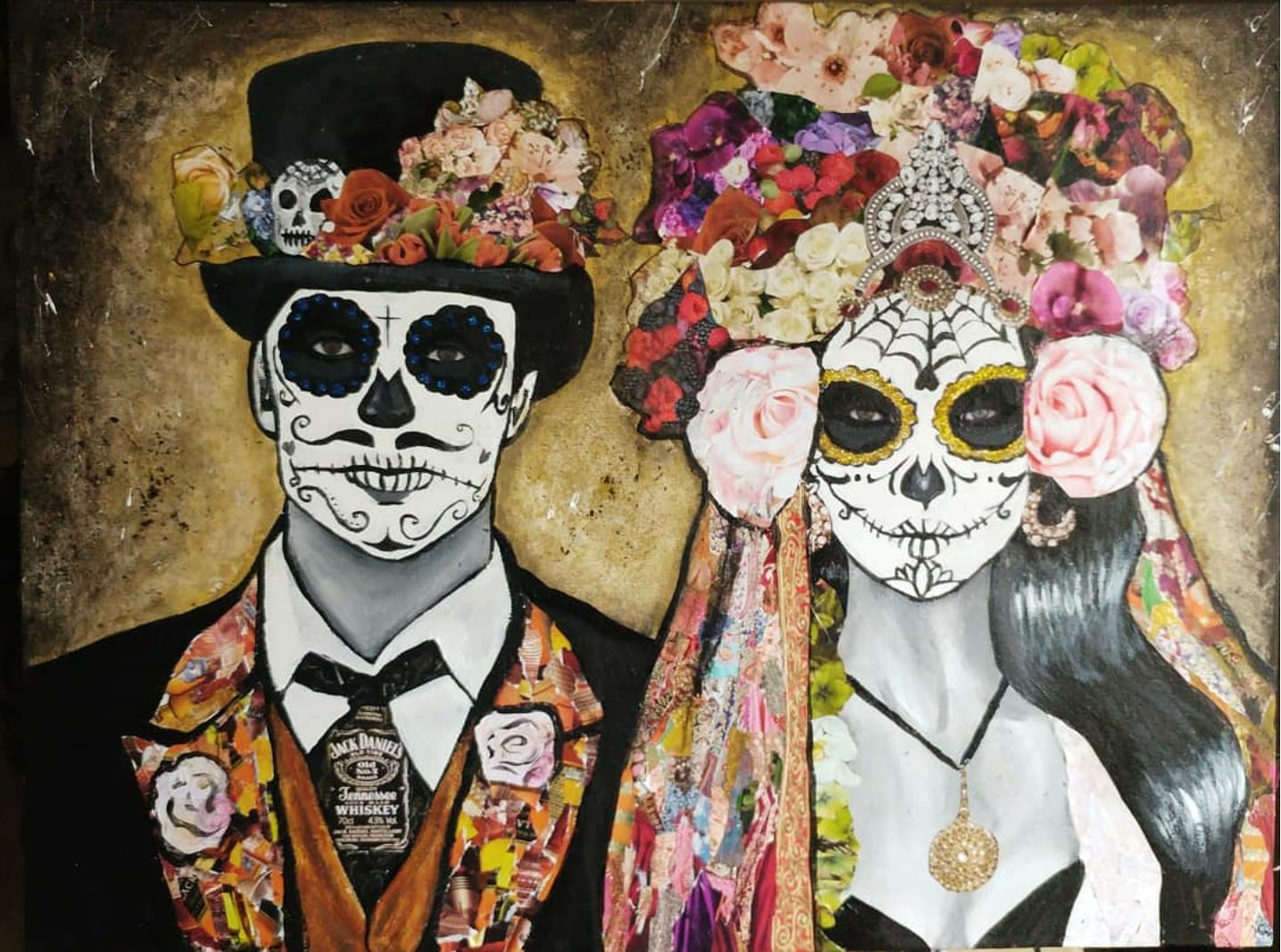 1436x1067 Dia De Los Muertos Paintingcollage By Me - Dia De Los Muertos Painting