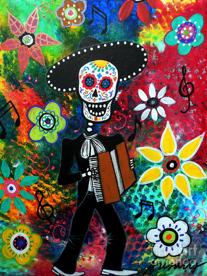 675x900 Musikero Dia De Los Muertos Painting By Pristine Cartera Turkus - Dia De Los Muertos Painting