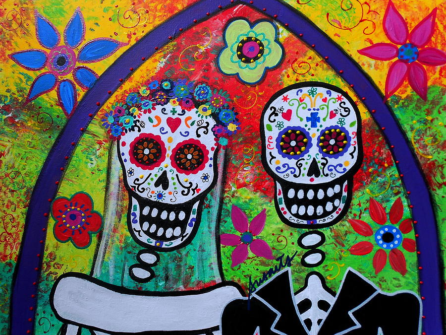 900x675 Wedding Dia De Los Muertos Painting By Pristine Cartera Turkus - Dia De Los Muertos Painting