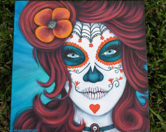 340x270 La Novia Ii Framed Dia De Los Muertos Day Of The Dead - Dia De Los Muertos Painting