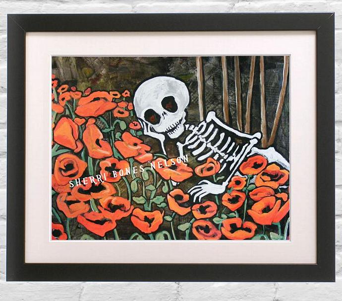 690x606 Cute Skeleton Day Of The Dead Art - Dia De Los Muertos Painting