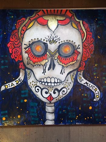 350x467 Dia De Los Muertos Mask Stencil Andrea Matus Demeng Stencilgirl - Dia De Los Muertos Skull Painting