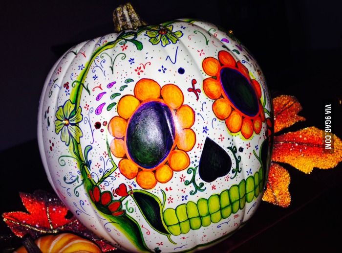 700x517sked My Gf To Paint Pumpkin For Me Like - Dia De Los Muertos Skull Painting