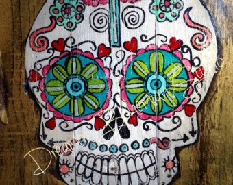 340x270 Mexican Folk Art Skull Decor Dia De Los Muertos Painting - Dia De Los Muertos Skull Painting