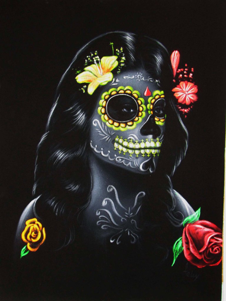 768x1024 Sugar Skull Fluorescent Face Paint Girl, Day Of The Dead De - Dia De Los Muertos Skull Painting