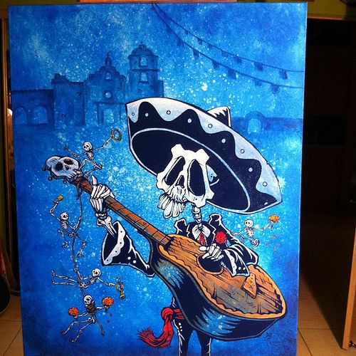 500x500 Done With This Dia De Los Muertos Painting I'Ll Build The Frame - Dia De Muertos Painting