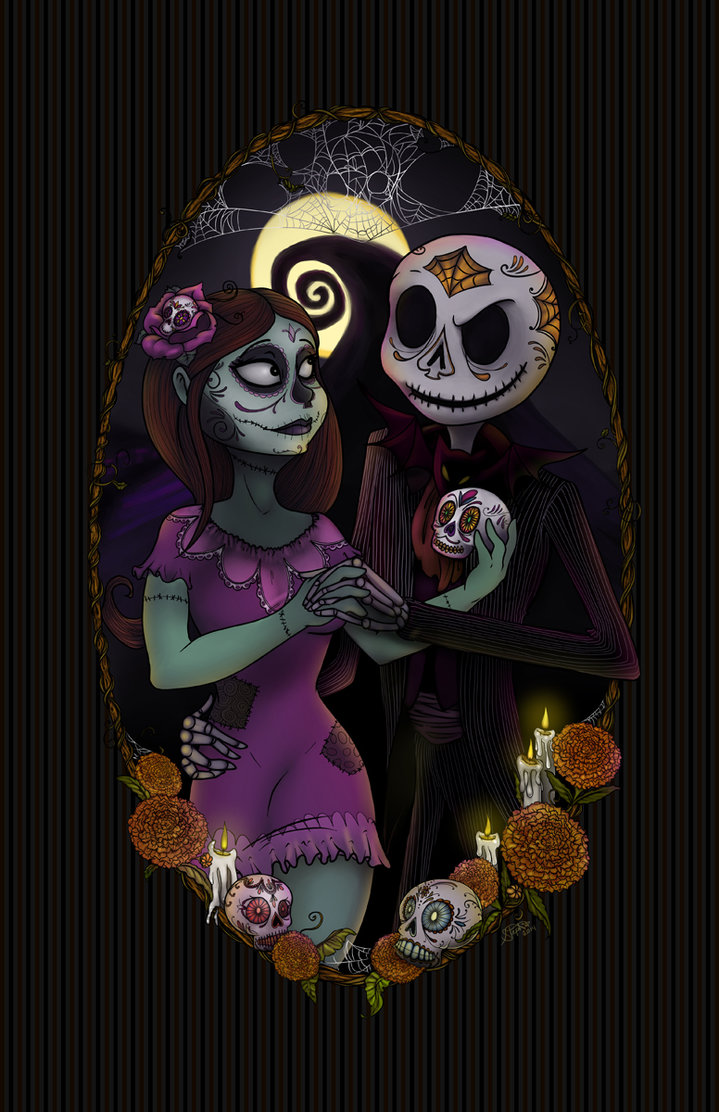 719x1112 Nightmare Before Dia De Los Muertos By Myrcury Art - Dia De Muertos Painting