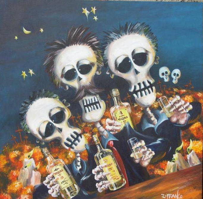 683x669 Dia De Muertos Los Compadres Devaraj (Daniel Franco) - Dia De Muertos Painting