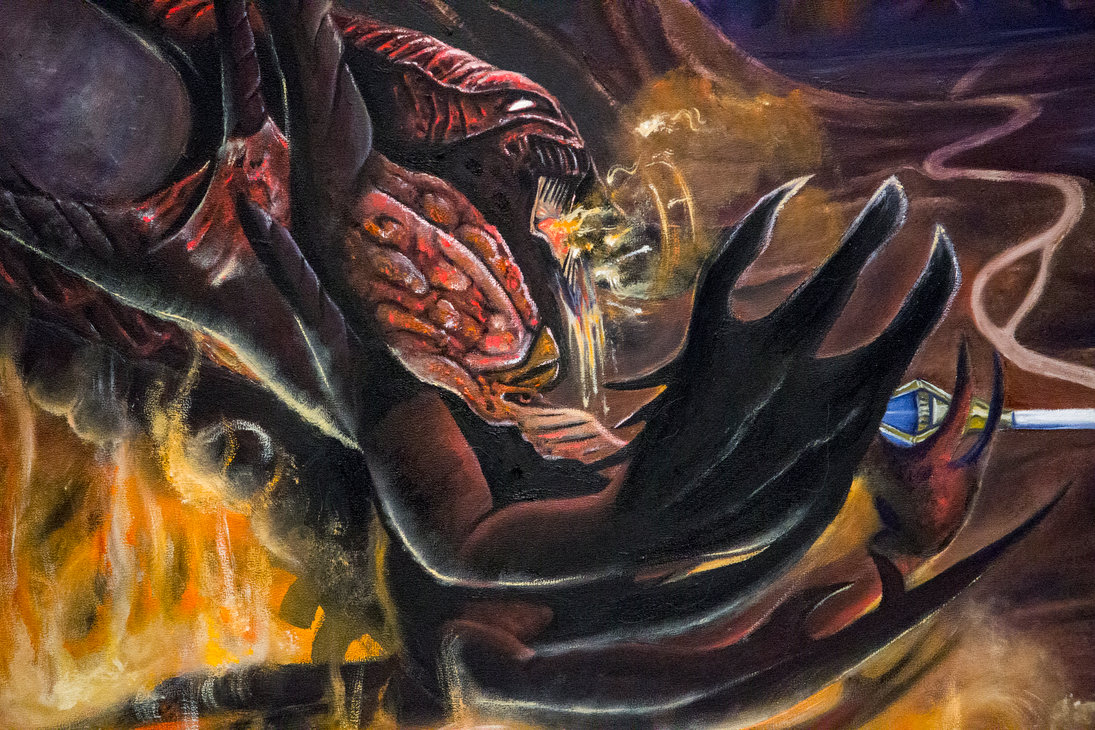1095x730 Diablo Vs Jaina Oil Painting Detail Of Diablo By Immortalzod - Diablo Painting