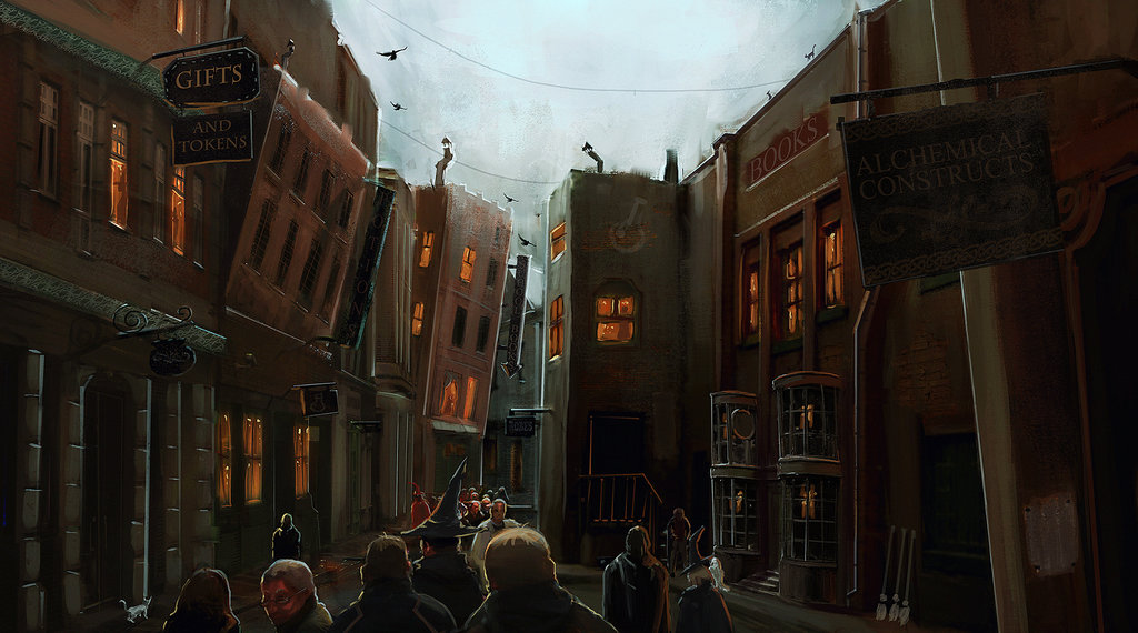 1024x570 Diagon Alley By Jontorresart - Diagon Alley Painting