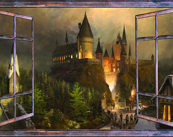 340x270 Harry Potter Diagon Alley Nighttime Wall Mural - Diagon Alley Painting