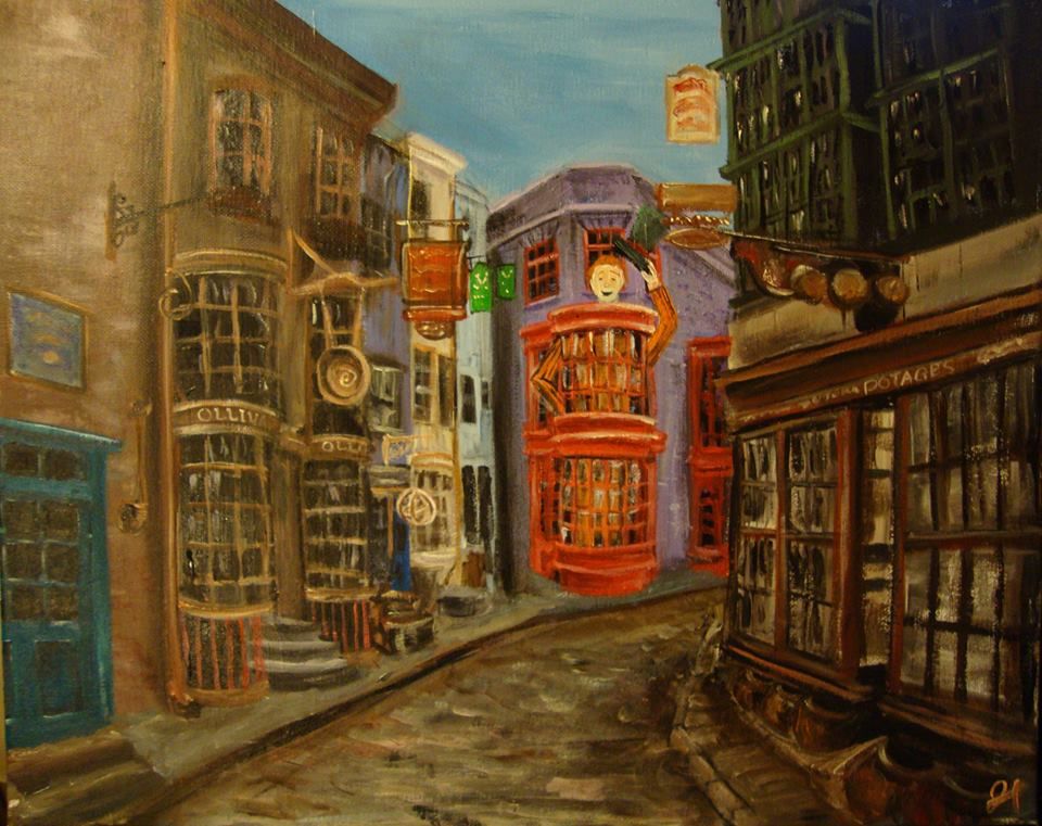 960x761 Weasley's Wizard Wheezes Diagon Alley Harry Potter - Diagon Alley Painting