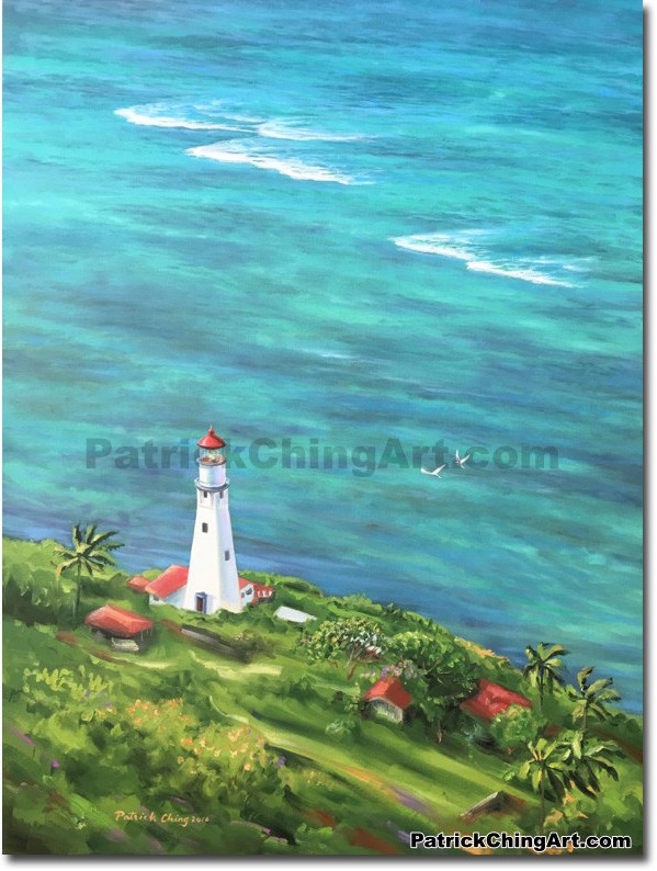 599x794 Diamond Head Lagoon - Diamond Head Painting