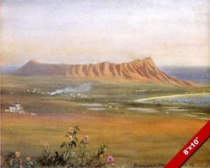 300x240 Diamond Head Amp Waikiki Honolulu Oahu Hawaii Painting Art Real - Diamond Head Painting